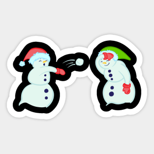 Snowmen having a snowball fight Sticker